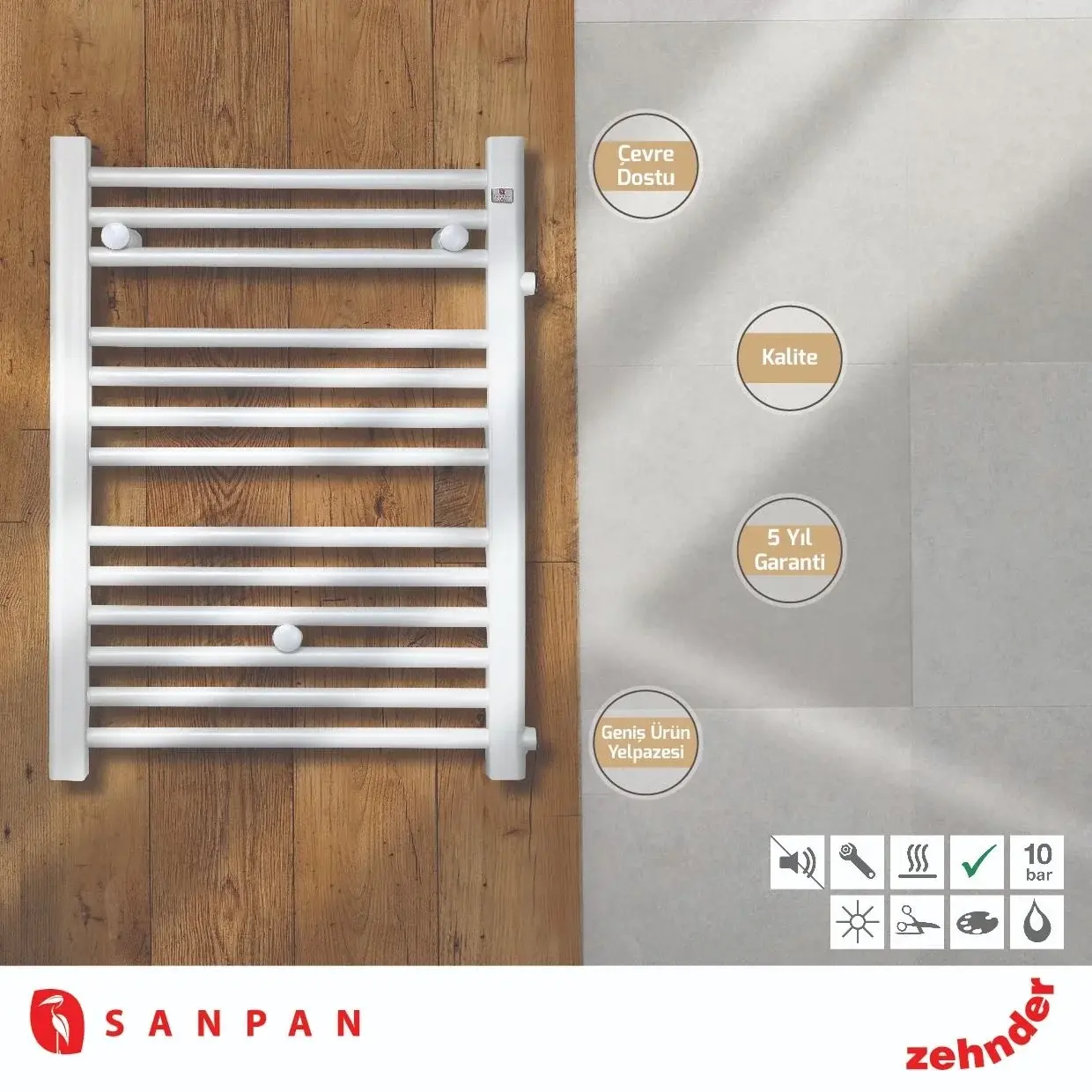 Sanpan 5/7 Beyaz Havlupan Yandan Giriş (Eksen 55 CM)