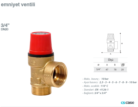 Case Emniyet Ventili 3/4”
