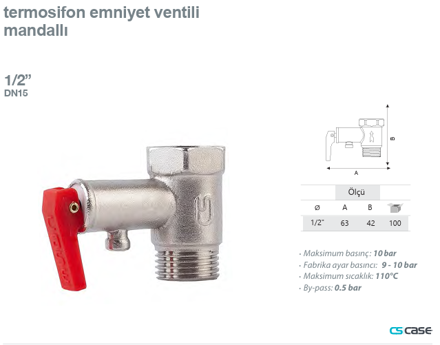 Termosifon Emniyet Ventili Mandallı 1/2”